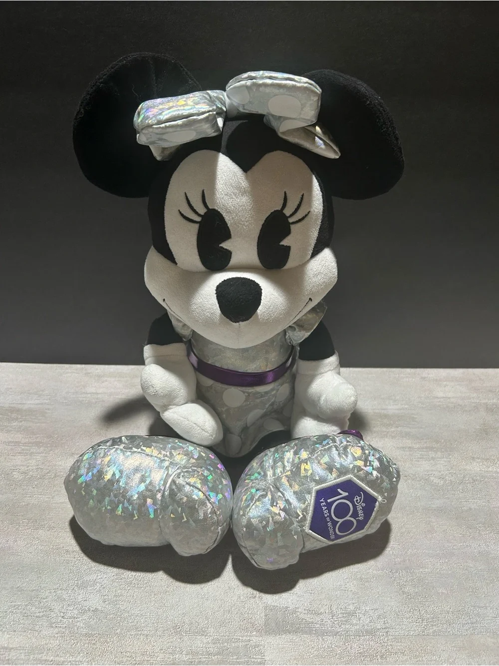 Disney Minnie Mouse Plush in Black, White, Silver & Purple